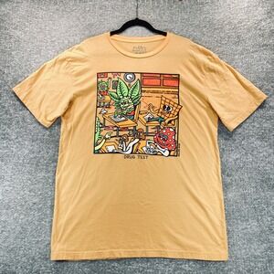 Killer Acid Mens XL Drug Test Graphic T-Shirt Yellow Short Sleeve Cotton Tee